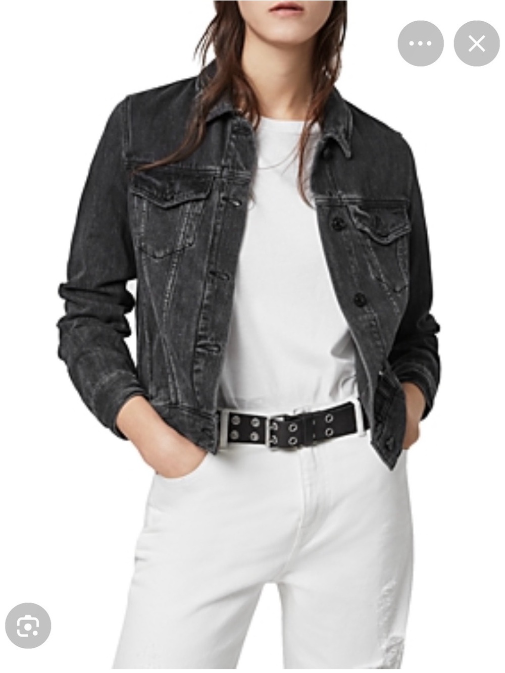 AllSaints Black Washed Denim Jacket